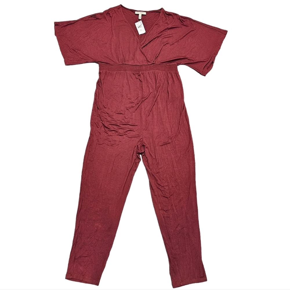 Jessica Simpson Maternity Jumpsuit Red Short Sleeeve Women's Large